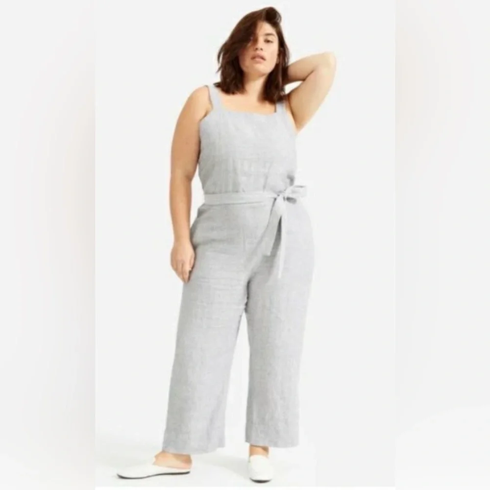 Everlane linen stripe jumpsuit